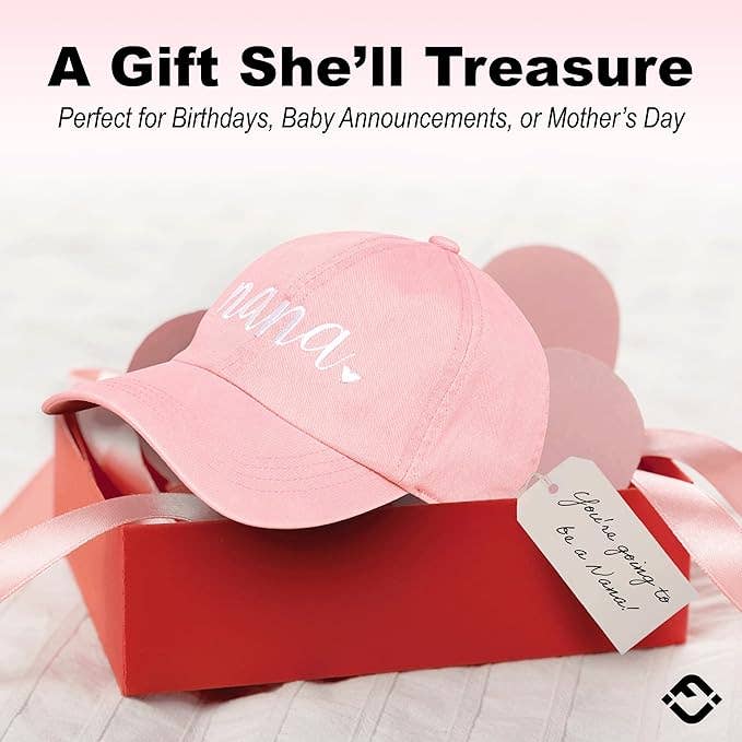 Embroidered Low Profile Baseball Cap - Nana - Pink