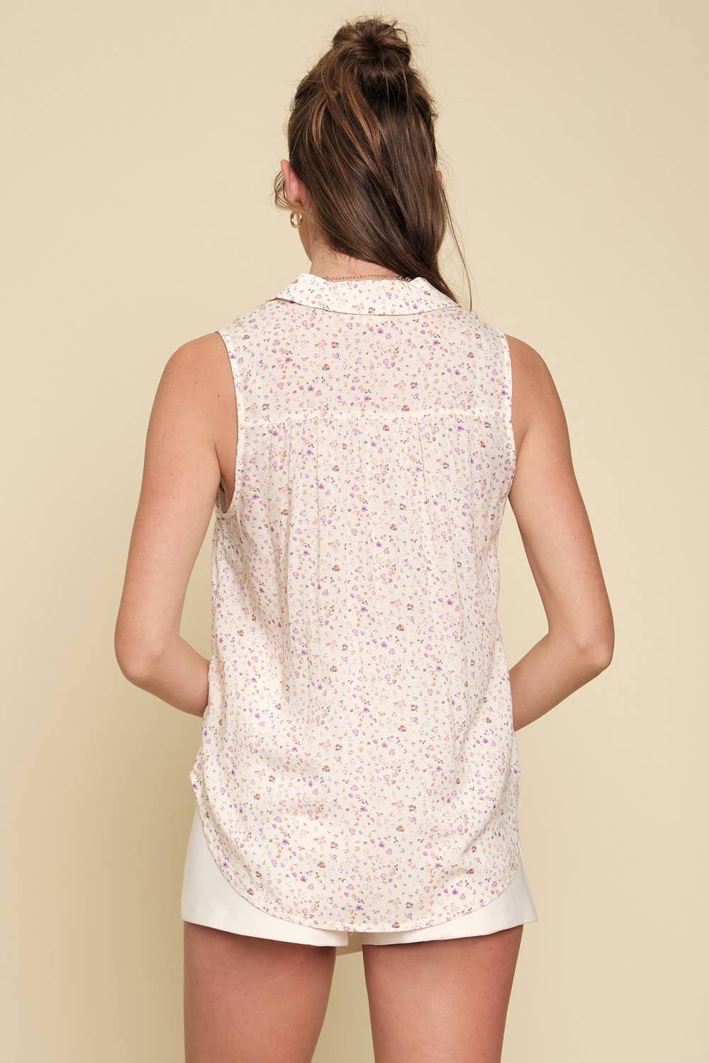 60043 Button Down Sleeveless Shirt: Deep Purple / Small