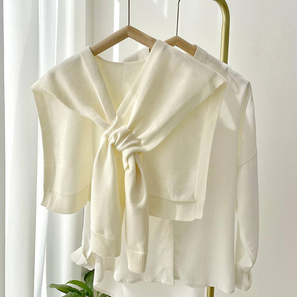 Solid Color Knitted Knotted Shawl–Casual & Cozy _CWASC0757: LIGHTBLUE / (OS) 2