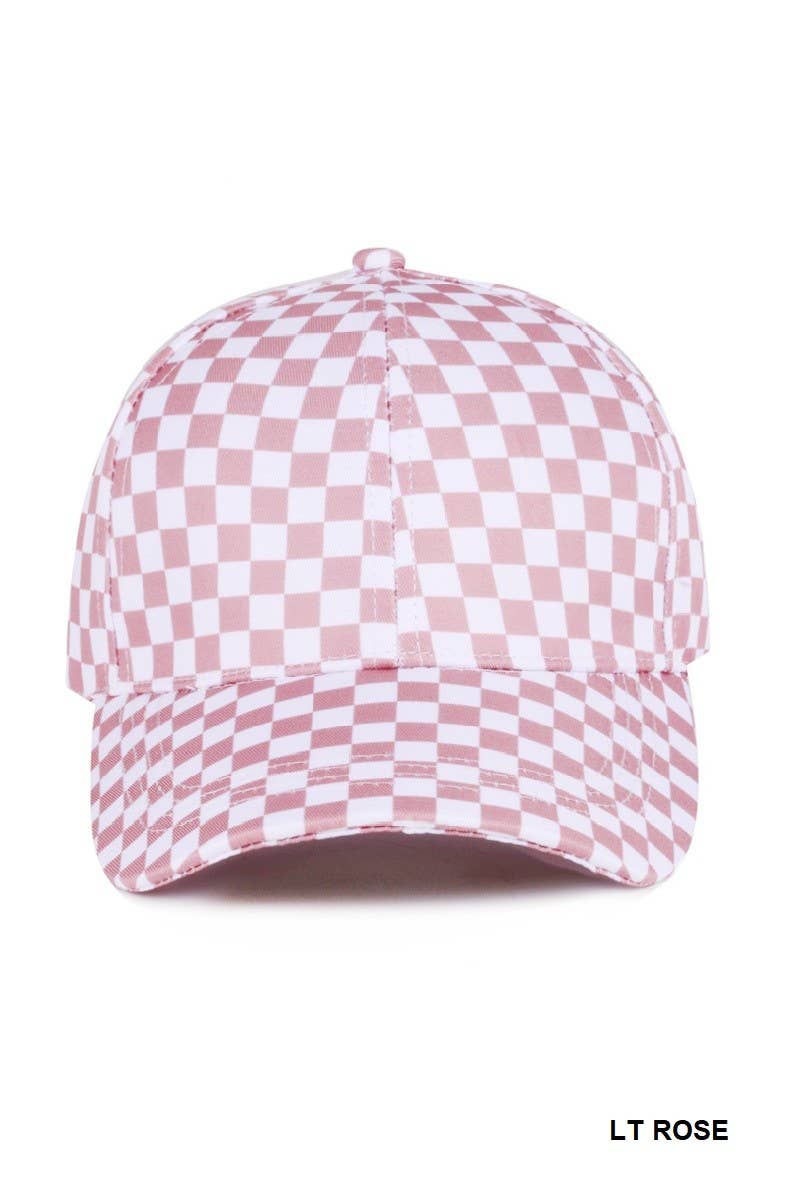 Checkered Pattern Baseball Cap: LT ROSE / 1(ONE SIZE)