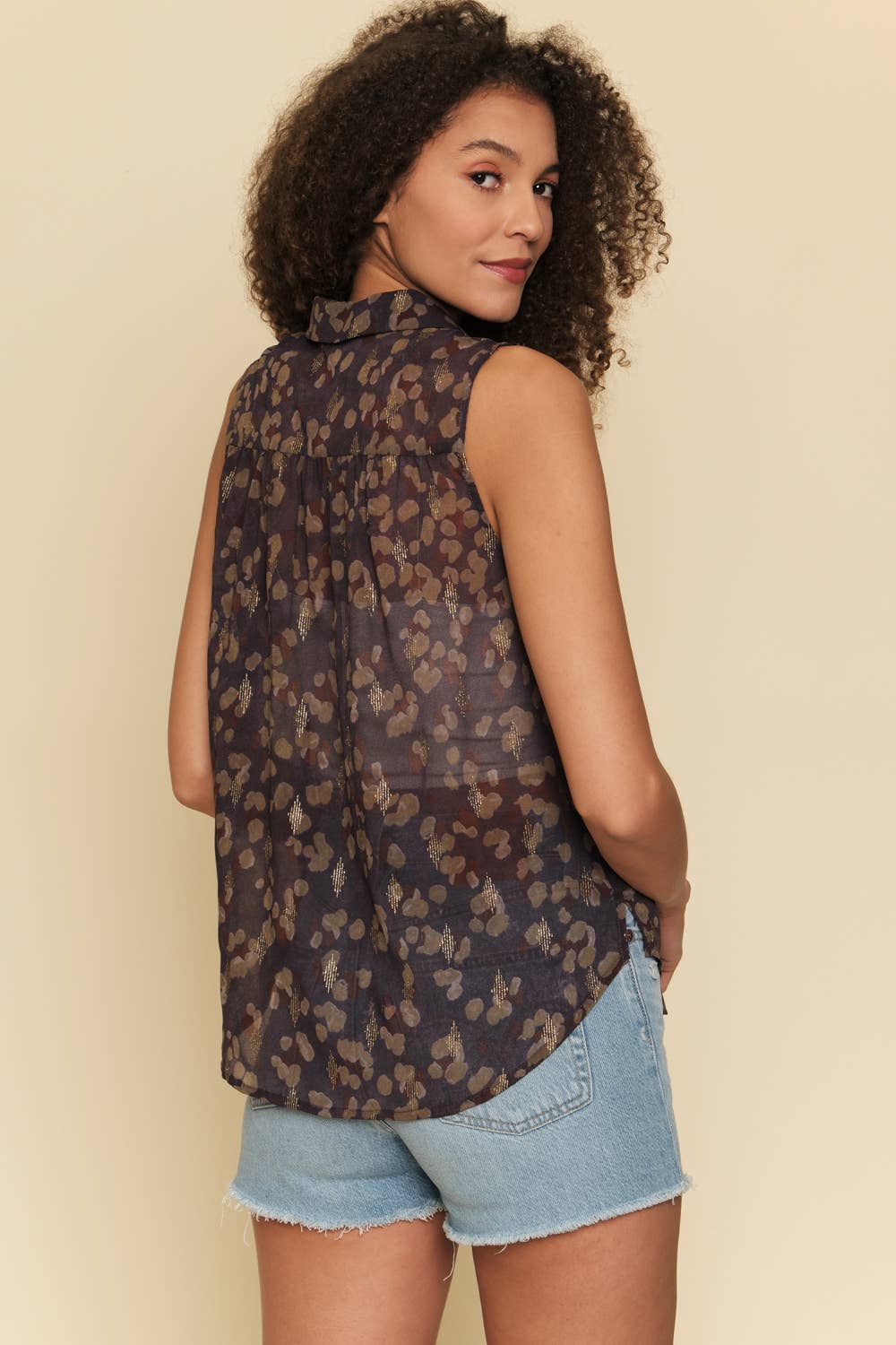 60043 Button Down Sleeveless Shirt: Deep Purple / Small