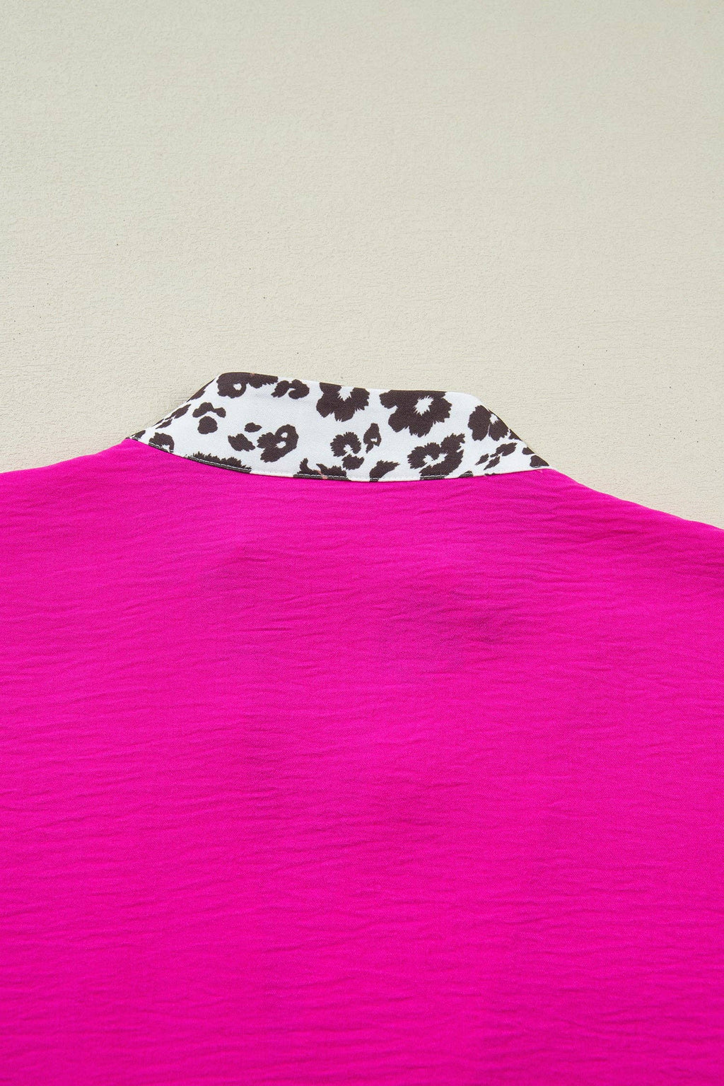 Rose Leopard Trim V Neck Dolman Sleeve Blouse Loose Fit Top: Black / 100%Polyester / XL