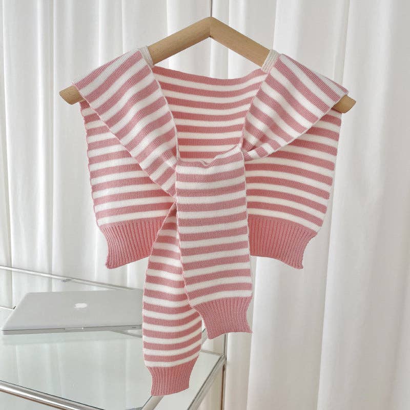 Stylish Clothing Accessory Shawl: Striped Pink White