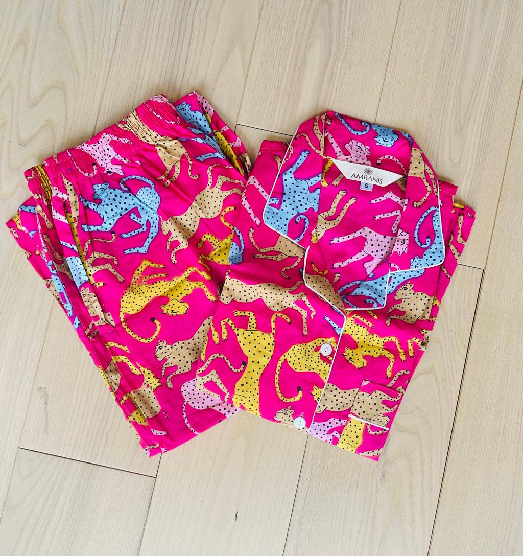 Long Pajama Set in Animal Print: L