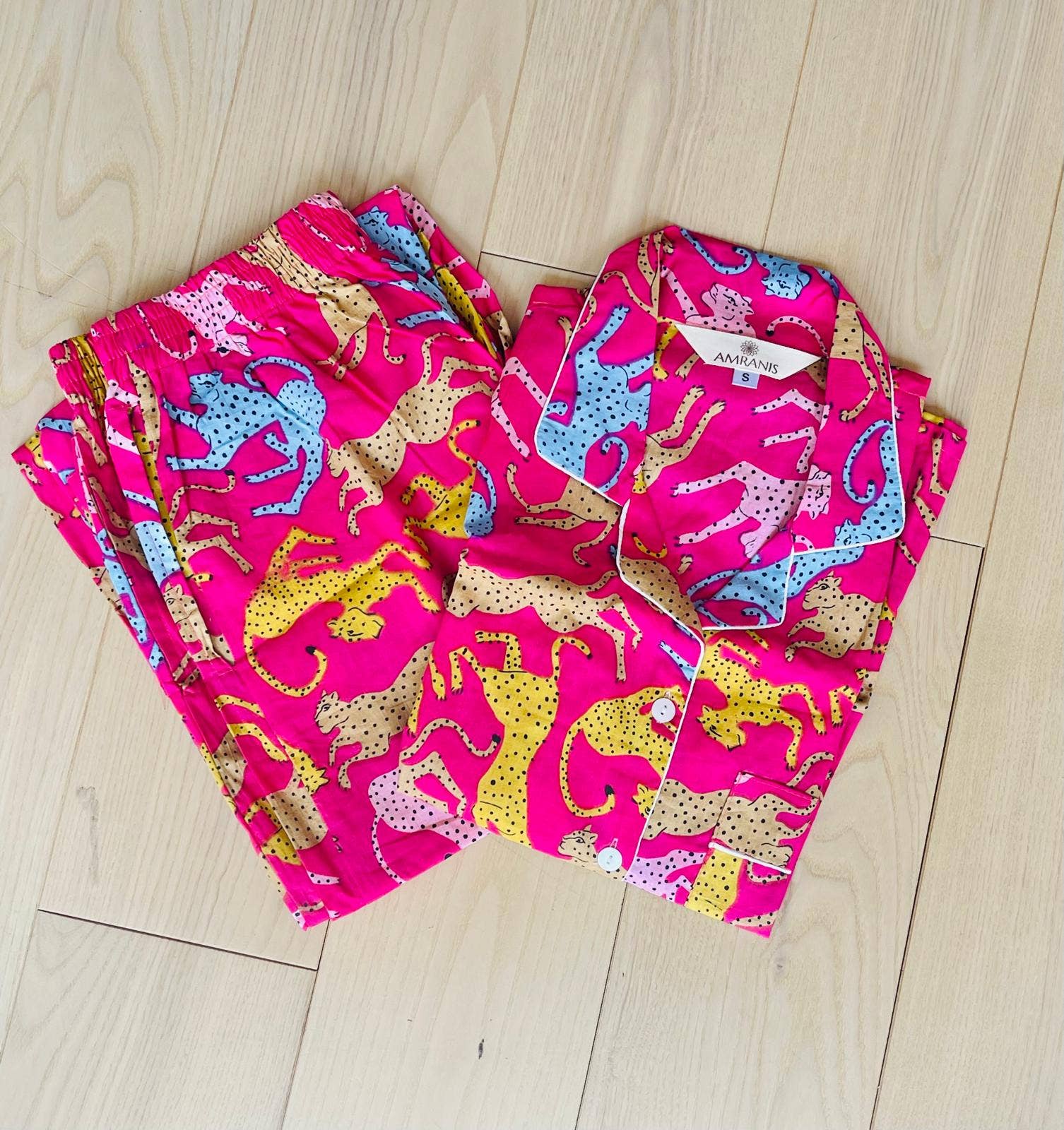 Long Pajama Set in Animal Print: L