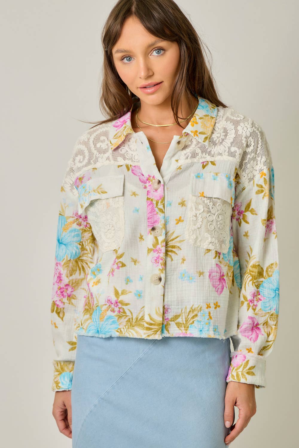Floral Mixed Media Jacket