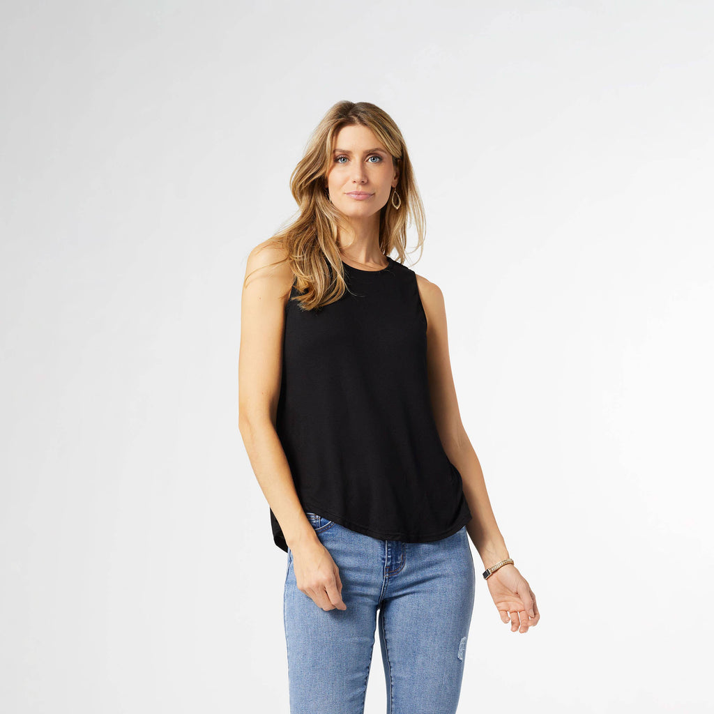 Erin Pleat Tank Top: Black / L/XL