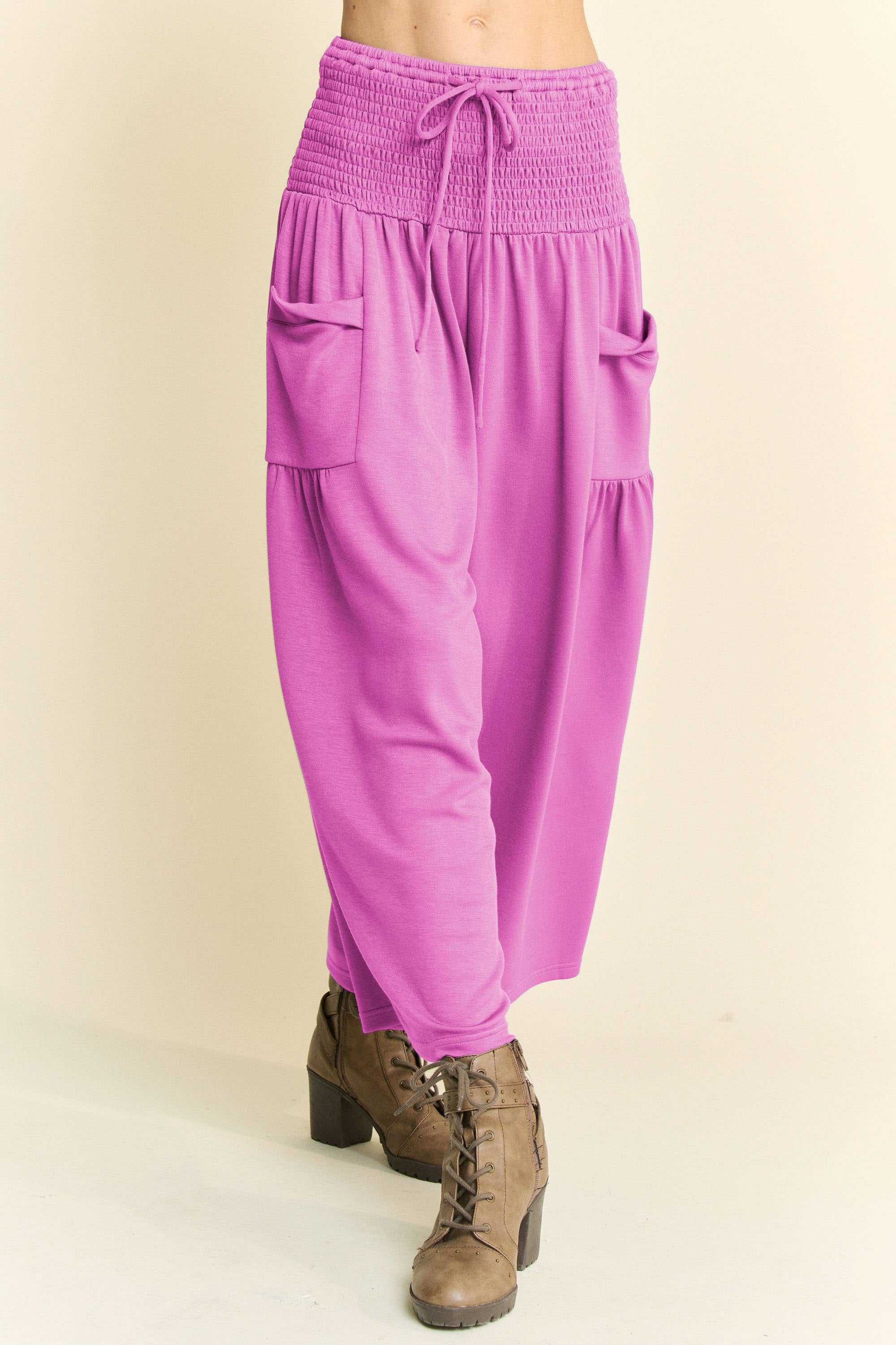 RUFFLE CAP SLEEVE TOP AND WAISTBAND PANTS SET: INDIGO BLUE / S