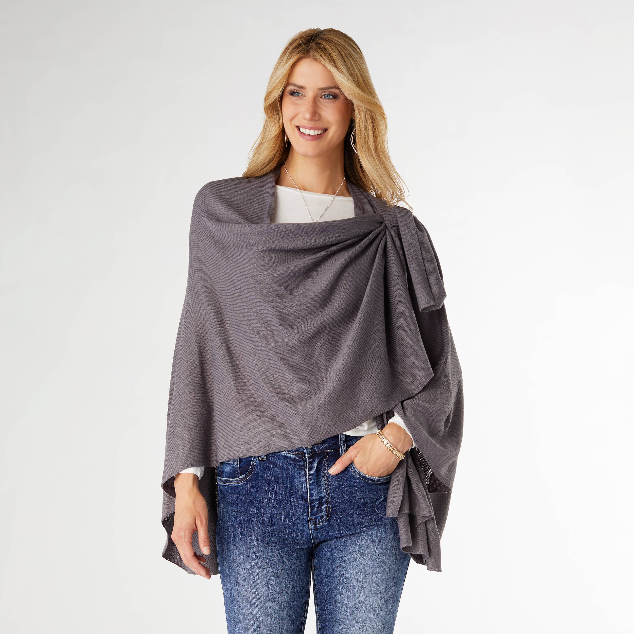 Kiara Pull Thru Wrap: Denim / One Size