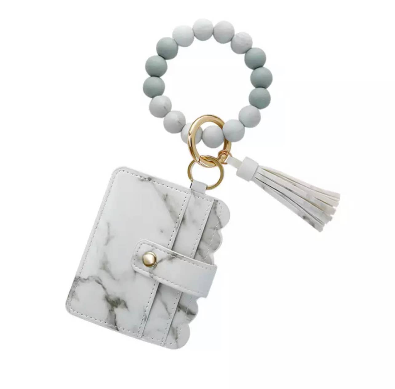 Wallet Wristlet Silicone Bead Tassel Keychain