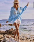 Blue Palm Trees Oversized Gauze Cotton Shirt