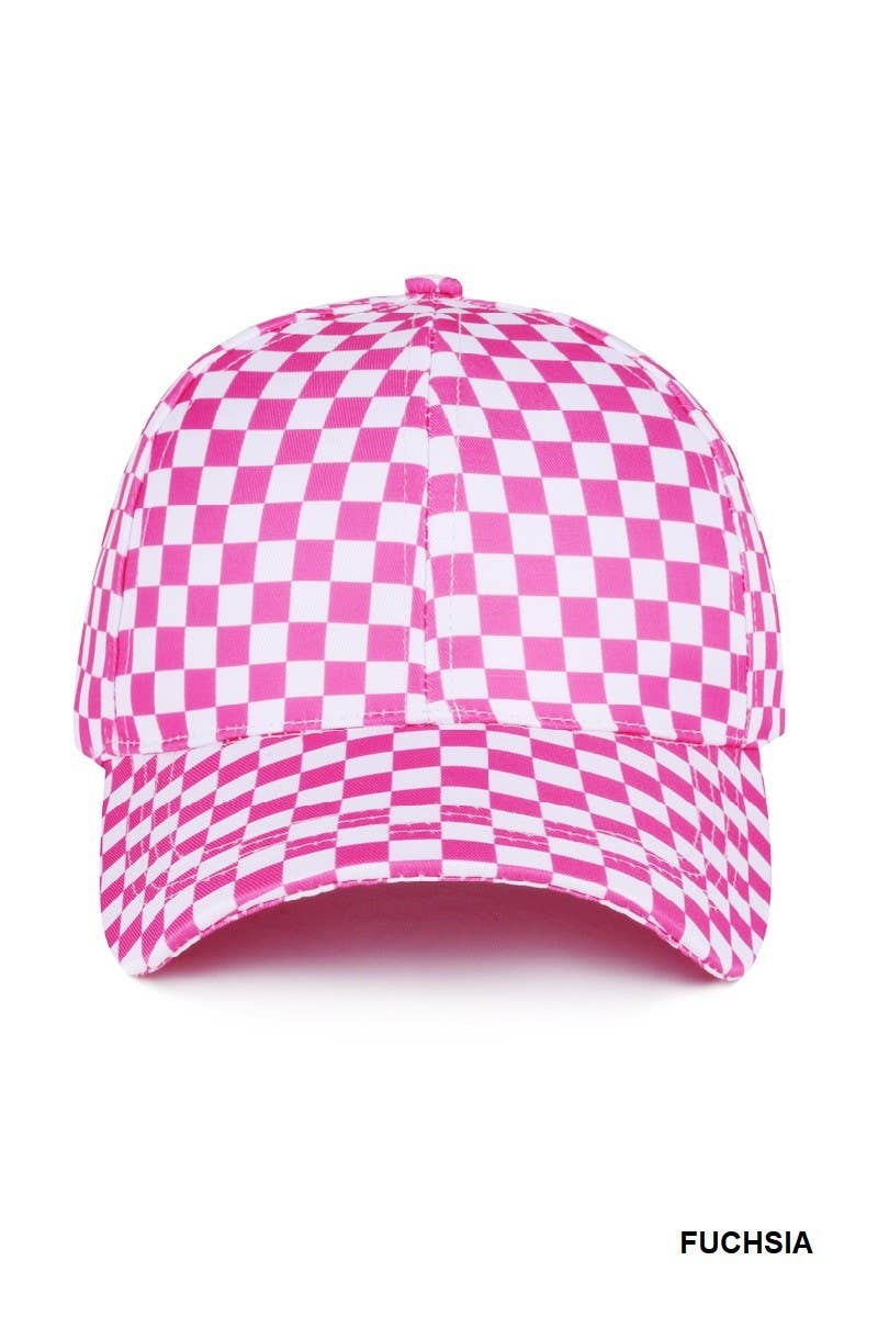 Checkered Pattern Baseball Cap: BEIGE / 1(ONE SIZE)
