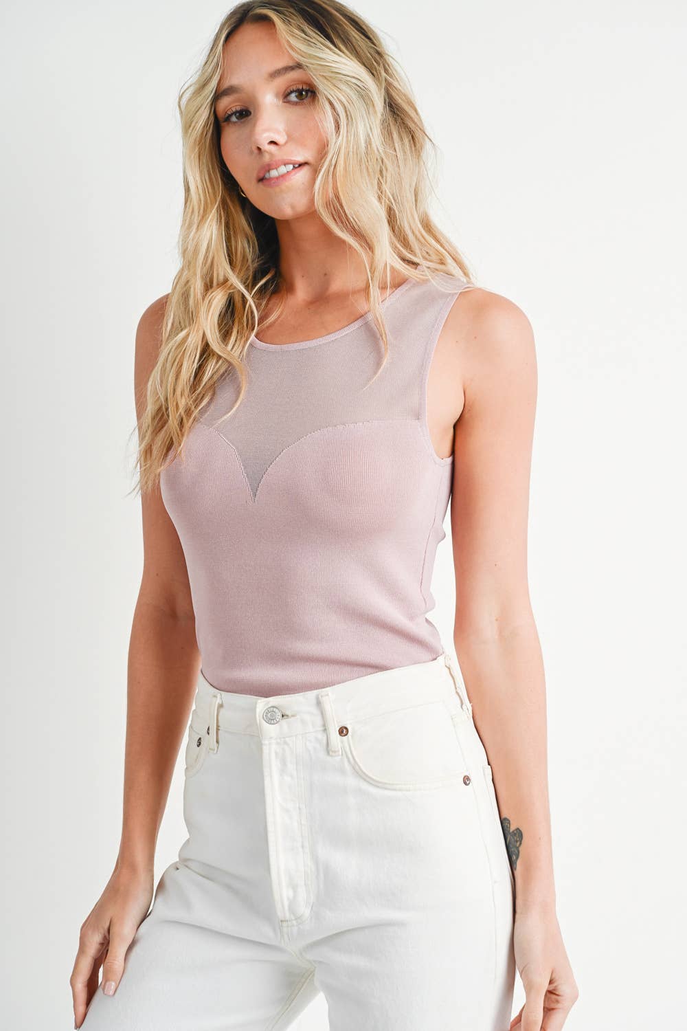 SWEETHEART NECK KNIT TANK - EASTER DAY: ROSE / S