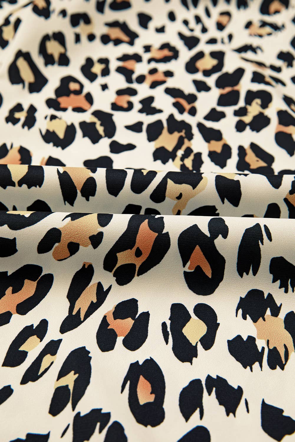 Fashion-W Leopard Contrast Striped Half Sleeve Loose Blouse: As shown / Missy / S