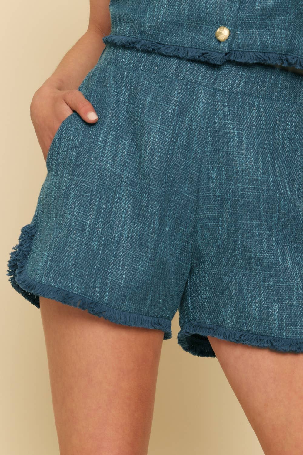 60123 Frayed Tweed Shorts: Dnm Blue / L