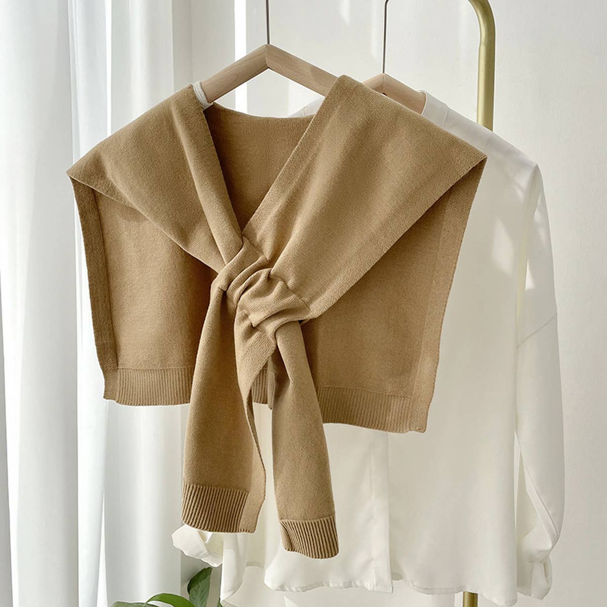 Solid Color Knitted Knotted Shawl–Casual & Cozy _CWASC0757: Pink / (OS) 2